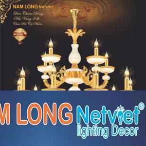 Đèn chùm nến đồng Netviet Ø920 x H750 + 500, E14 x 15 lamp W43Kg