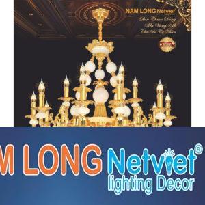 Đèn chùm nến đồng Netviet Ø900 x H900 + 500, E14 x 18 lamp W45Kg