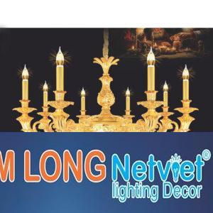 Đèn chùm nến đồng Netviet Ø950 x H700 + 500, E14 x 8 lamp W26Kg