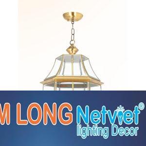 Đèn thả đồng Netviet Ø400*H600+500, E14*3 lamp