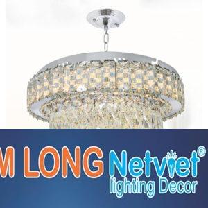 Đèn chùm pha lê Ø450*H300+500 Led 100W 3 màu