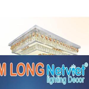 Đèn mâm vuông pha lê Ø800-600 x H200, 3 màu ánh sáng