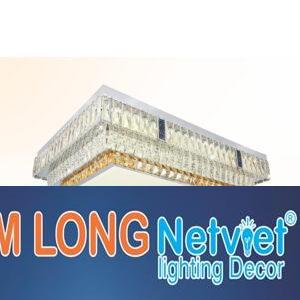 Đèn mâm vuông pha lê Ø800-600 x H160, 3 màu ánh sáng