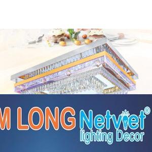 Đèn mâm vuông pha lê Ø800-600 x H130, 3 màu ánh sáng