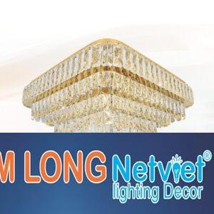 Đèn mâm vuông pha lê Ø600 x H350, 3 màu ánh sáng