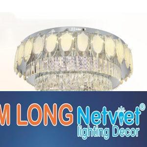 Đèn mâm tròn pha lê Ø800 x H400, 3 màu ánh sáng