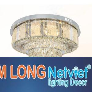 Đèn mâm tròn pha lê Ø600 x H380, 3 màu ánh sáng