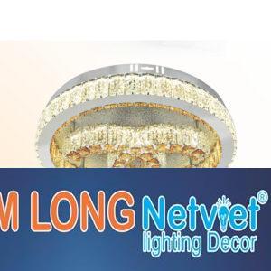 Đèn mâm tròn pha lê Ø500 x H120, 3 màu ánh sáng