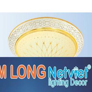 Đèn mâm tròn nhựa chao thủy tinh Led 12W Ø320 x H110