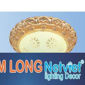 Đèn mâm tròn nhựa chao thủy tinh Led 12W Ø320 x H120