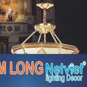 Đèn thả bàn ăn đồng cổ điển Ø450*H400, 4 bulb LED 5W