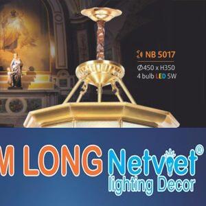 Đèn thả bàn ăn đồng cổ điển Ø450*H350, 4 bulb LED 5W