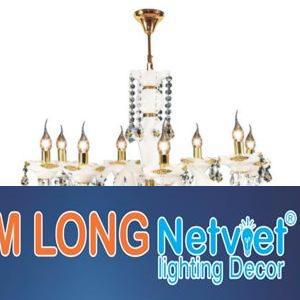 Đèn chùm nến Ø800*H900+400, E14*8 lamp, 18 large crystals K9, 32 small crystals K9