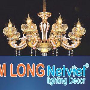 Đèn chùm nến pha lê cao cấp Ø800*H600+500 - E14*8 lamp