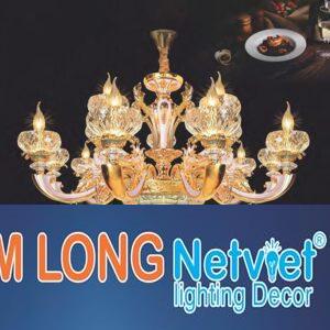 Đèn chùm nến pha lê cao cấp Ø950*H700+500 - E14*12 lamp