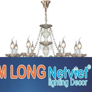 Đèn chùm nến Ø800*H700+600, E14*8 lamp, 23 large crystals K9, 40 small crystals K9