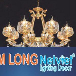 Đèn chùm nến pha lê cao cấp Ø750*H600+300 - E14*8 lamp