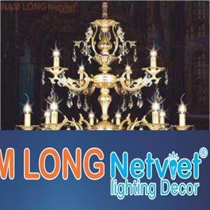 Đèn chùm nến kiểu sang trọng Ø750*H1000+500, E14*12 Lamp, 55 Hạt lớn, 36 Hạt nhỏ