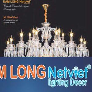Đèn chùm pha lê Nến Ø1300 x H850 + 500, E14 x 24 lamp