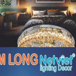 Đèn ốp trần Pha Lê kiểu sang trọng Ø500*H200, Led 3 CĐ