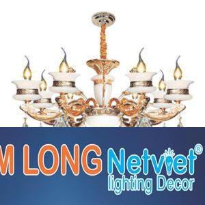 Đèn chùm nến Ø800*H600+500, E14*8 lamp, 17 large crystals K9