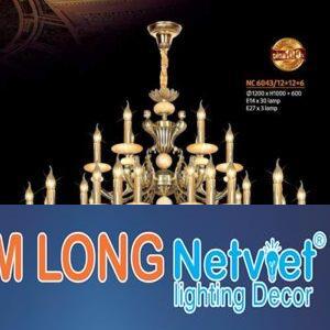 Đèn chùm nến đồng Netviet Ø1200 x H1000 + 600, E14 x 30 lamp, E27 x 3 lamp