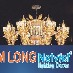 Đèn chùm nến pha lê cao cấp Ø700*H500+500 - E14*8 lamp