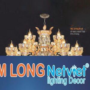 Đèn chùm nến pha lê cao cấp Ø1000*H650+500 - E14*12 lamp