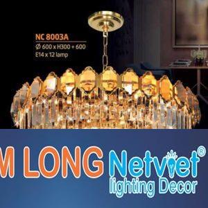 Đèn chùm pha lê Netviet Ø600 x H300 + 600, E14 x 12 lamp