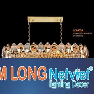 Đèn chùm pha lê Netviet Ø800 - 350 x H270 + 700, E14 x 10 lamp