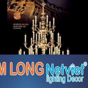 Đèn chùm nến đồng Netviet Ø1200 x H1500 + 600, E14 x 66 lamp