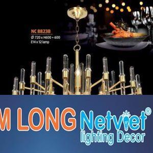 Đèn chùm đồng Ø720 x H600 + 600, E14 x 12 lamp