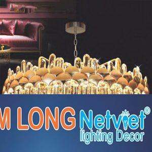 Đèn chùm pha lê phong cách cổ điển Ø800*H300+500 - LED Ánh Sáng Vàng