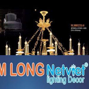 Đèn chùm nến đồng Netviet Ø1350 x H1100 + 600, E14 x 18 lamp