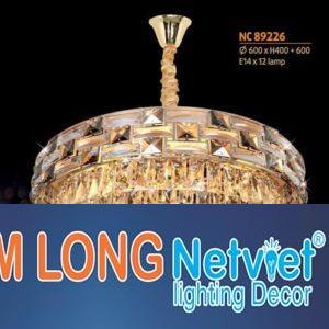 Đèn chùm pha lê Netviet Ø600 x H400 + 600, E14 x 12 lamp