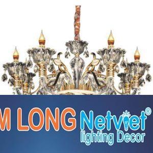 Đèn chùm nến Ø850*H700+600, E14*8 lamp, 21 large crystals K9, 40 small crystals K9