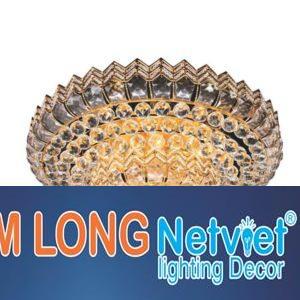Đèn mâm ốp trần pha lê tròn Ø800*H380, E14*15 lamp, LED Color changer, Moter rotation, 154 crystals