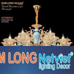 Đèn chùm đá Ø950 x H600 + 500, E14 x 15 lamp