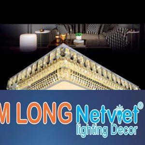 Đèn mâm vuông pha lê Ø1100-700 x H200, 3 màu ánh sáng