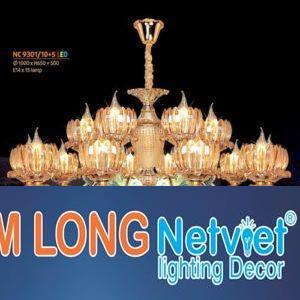 Đèn chùm pha lê Netviet Ø1000 x H650 + 500, E14 x 15 lamp
