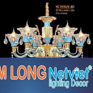Đèn chùm pha lê Netviet Ø700 x H600 + 500, E14 x 6 lamp