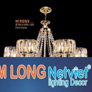 Đèn chùm pha lê Netviet Ø700 x H500 + 500, E14 x 6 lamp