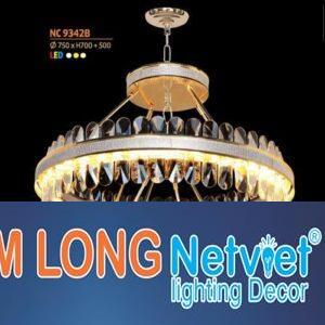 Đèn chùm pha lê Netviet Ø750 x H700 + 500, Led 3 màu ánh sáng