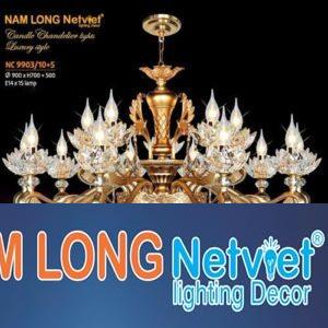 Đèn chùm pha lê Netviet Ø900 x H700 + 500, E14 x 15 lamp