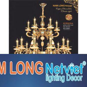 Đèn chùm nến đồng phong cách cổ điển Ø950*H950+500 - E14*18 Lamp - E27*3 Lamp