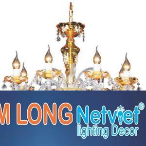 Đèn chùm nến Ø700*H800+400, E14*8 lamp, 14 large crystals K9, 36 small crystals K9