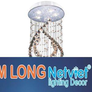 Đèn thả pha lê xoắn Ø450*H1000, Led 3W*5 lamp, 3 chế độ, 52 crystals 1 K9, 20 crystals 1 K9