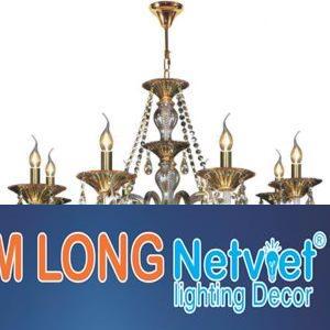 Đèn chùm nến Ø900*H700+600, E14*8 lamp, 23 large crystals K9, 36 small crystals K9