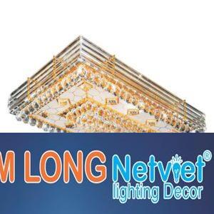 Đèn mâm ốp trần pha lê chữ nhật L950*W650*H250, Led color changer, 126 crystals, remote