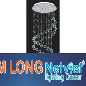 Đèn thả pha lê xoắn Ø500*H1200, Led 3W*5 lamp, 3 chế độ, 60 crystals 1 K9